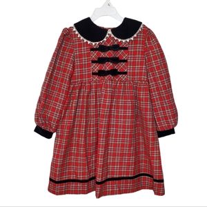 Jessica LEIGH girls red/black Plaid dress velvet collar Christmas Holida…